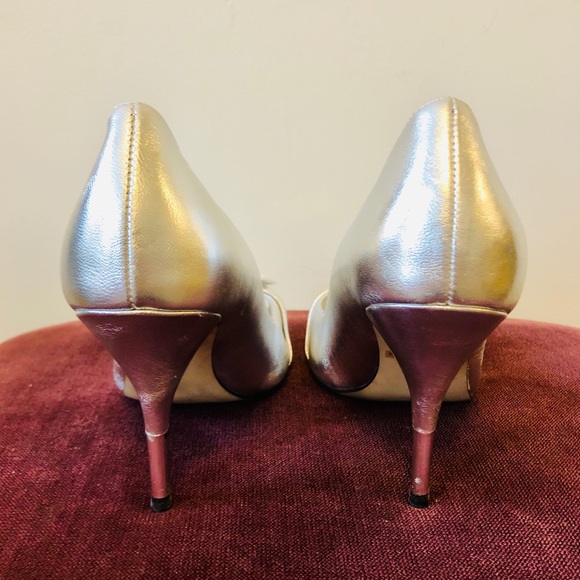 EUC Miss Sixty Silver Peep-Toe Buckle Heels - Picture 5 of 8